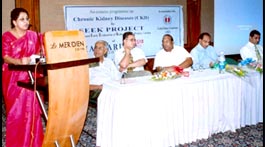 CKF and Care and Share celebrating World Kidney Day - Feb 8th. Ms. Madhu Blessy, Director of operations CKF addressing the meeting.