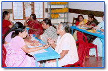 Pictures of SEEK Camp organized by CKF and Care and Share registration, questionnaire being filled up.